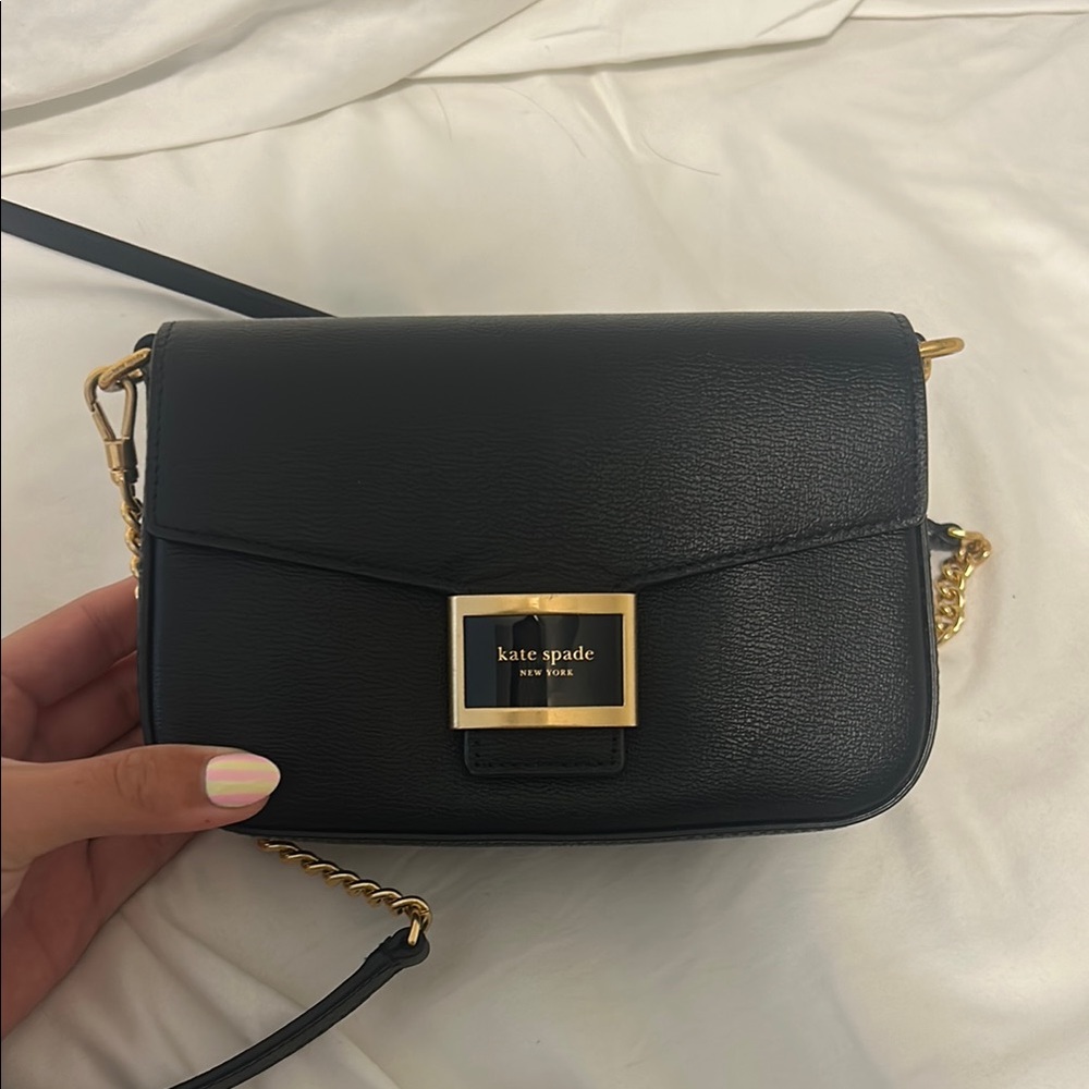 Kate Spade Black Crossbody Bag with Gold Accents